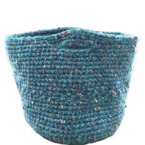 Handmade Crochet Basket Small, White and Black